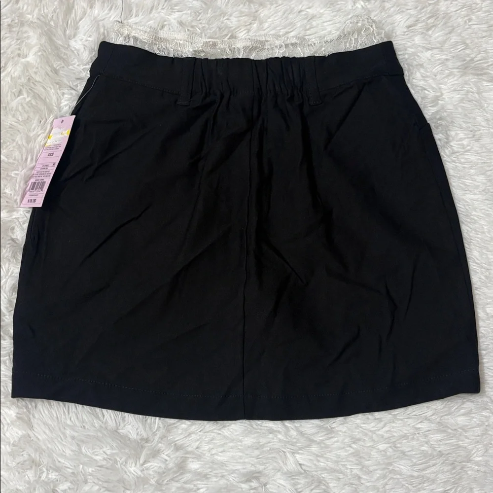 NWT Wild Fable Black With White Lace Trim Mini Skirt Size XXS